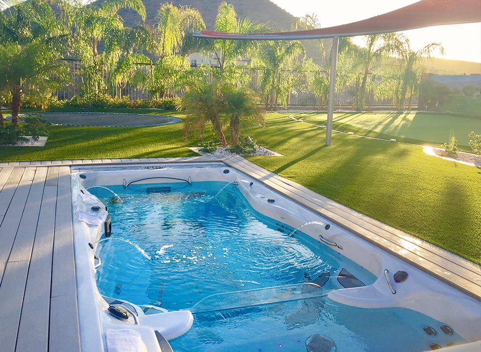 Create a backyard oasis with a michael phelps swim spa momentum deep
